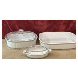 3 pc. Corning casserole dishes .