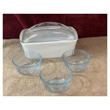 4 pc. vintage Westinghouse milk glass loaf pan