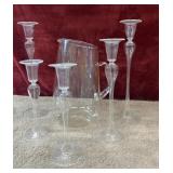 6 pc. glass serving pitcher and teardrop