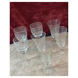 8 pc. vintage etched stemmed cordial or wine