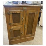 Vintage oak faux ice box cabinet with three doors