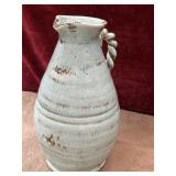 Light blue-green crackle-glazed ceramic pitcher