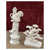 2 pc. vintage blanc de Chine porcelain figurine