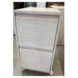 Two-drawer mobile nightstand.