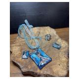 Art glass / fused glass jewelry set in bright