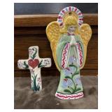Vintage, hand-painted ceramic wall plaques