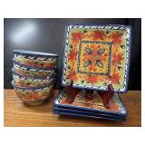 8 piece set. Square ceramic salad plate and