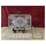 15 pc. rectangular pressed glass serving platter,
