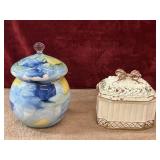 2 pc. handcrafted lidded art glass piece and