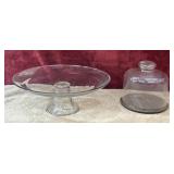 3 pc. glass pedestal cake stand and cheese d