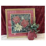 Framed Christmas-themed decorative wall hanging
