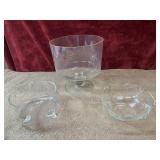3 pc. glass pedestal trifle bowl,candy bowl, and