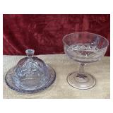 2 pc. vintage lavender-tinted pressed glass