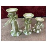 3 pc. hand-painted ceramic candle holder.