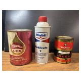 Vintage Petroliana Can Lot: Mobil Pegasus, Lion