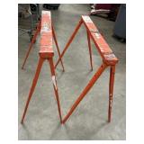 2 pc. pair of orange folding metal sawhorses