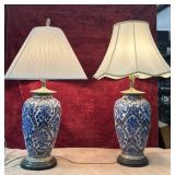 2 pc. blue-and-white porcelain ginger jar-style