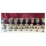 16 pc. iridescent purple and blue glass goblet