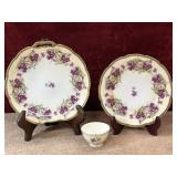 3 pc. Antique  hand-painted porcelain cake