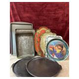 9 pc. Pizza, baking, serving pans and trays.