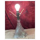 Vintage pressed-glass boudoir table lamp,