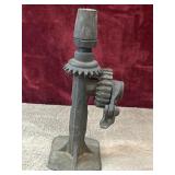 Antique cast iron gear-driven screw jack