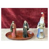 4 pc. glazed porcy Old World Santa Claus
