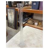 Tall, clear glass fluted Eiffel Tower-style