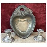 3 pc. vintage silver-plated heart-shaped trinket