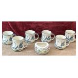 7 pc.  Gail Pittman. ceramic mugs and