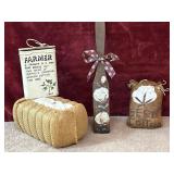 4 pc. vintage miniature cotton bale souvenir,