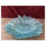 Akcam iridescent blue-teal art glass bowl