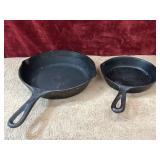 2 pc. vintage Lodge cast iron skillet and cast