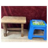 2 pc. small  wooden foot stool, step stool and