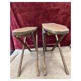 2 pc. vintage wooden folding sleeve ironing