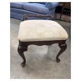 Vintage Queen Anne-style mahogany vanity bench.