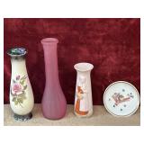 4 pc. Iridescent porcelain bud vase,frosted pink