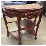 Vintage Chinese carved hardwood demilune console