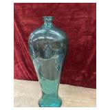Large  hand-blown aqua art glass floor vase