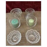6 pc. Glass candle holders.