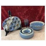 4 pc. handmade ceramic egg plate, Tumbleweed