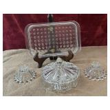 4 pc Pyrex dimpled replacement lid, Pressed Glass
