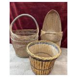 3 pc.baskets:  vintage Japanese bamboo gathering