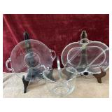 3 pc. glass serving  dish , divided relish dish,