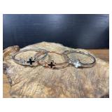 Costume jewelry, 3 Open-cuff bangles featuring a