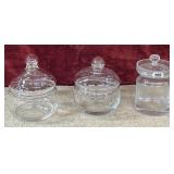6 pc. vintage clear glass apothecary jars.and