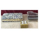 3 Pc. Vintage Fabric-covered Or Needlepoint