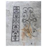 2 Decorative architectural iron pieces.