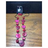 Vibrant pink beaded statement necklace and