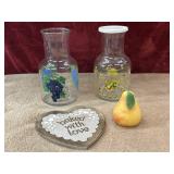 4 pc. Glass juice pitchers, ceramic kitchen